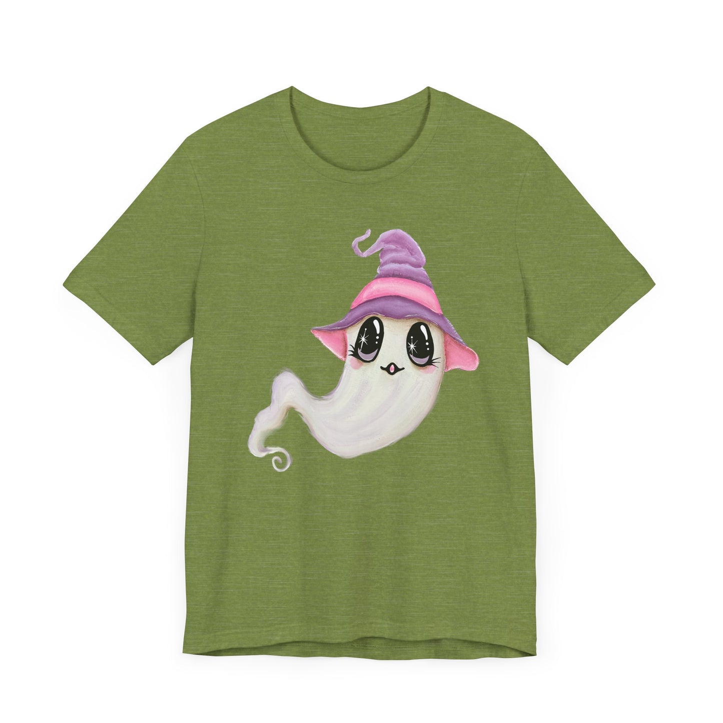 Halloween Ghost Tee Shirt, Cute Ghost in Purple Witch Hat, Fall shirt, Halloween shirt, fall sweater