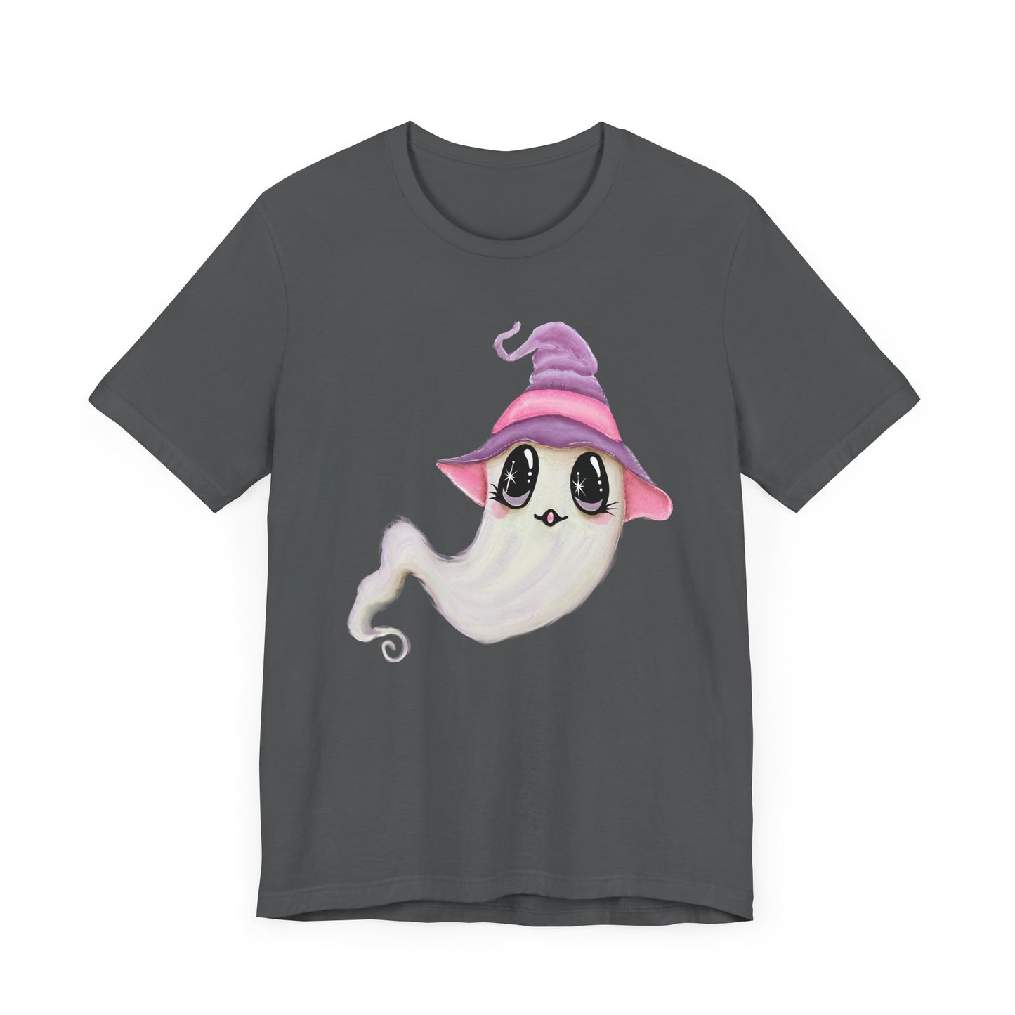 Halloween Ghost Tee Shirt, Cute Ghost in Purple Witch Hat, Fall shirt, Halloween shirt, fall sweater