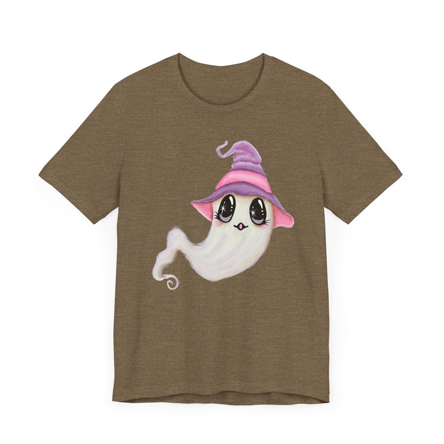 Halloween Ghost Tee Shirt, Cute Ghost in Purple Witch Hat, Fall shirt, Halloween shirt, fall sweater