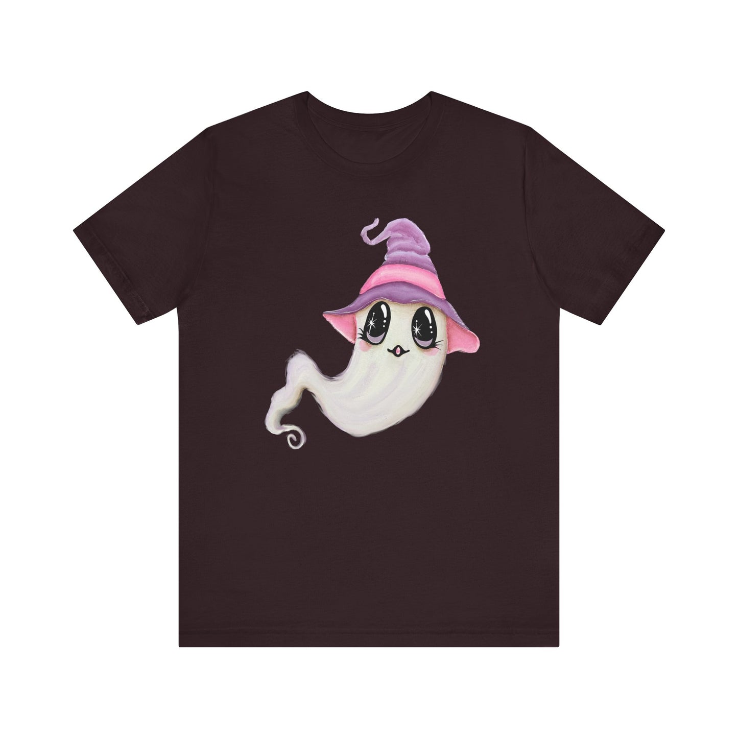 Halloween Ghost Tee Shirt, Cute Ghost in Purple Witch Hat, Fall shirt, Halloween shirt, fall sweater