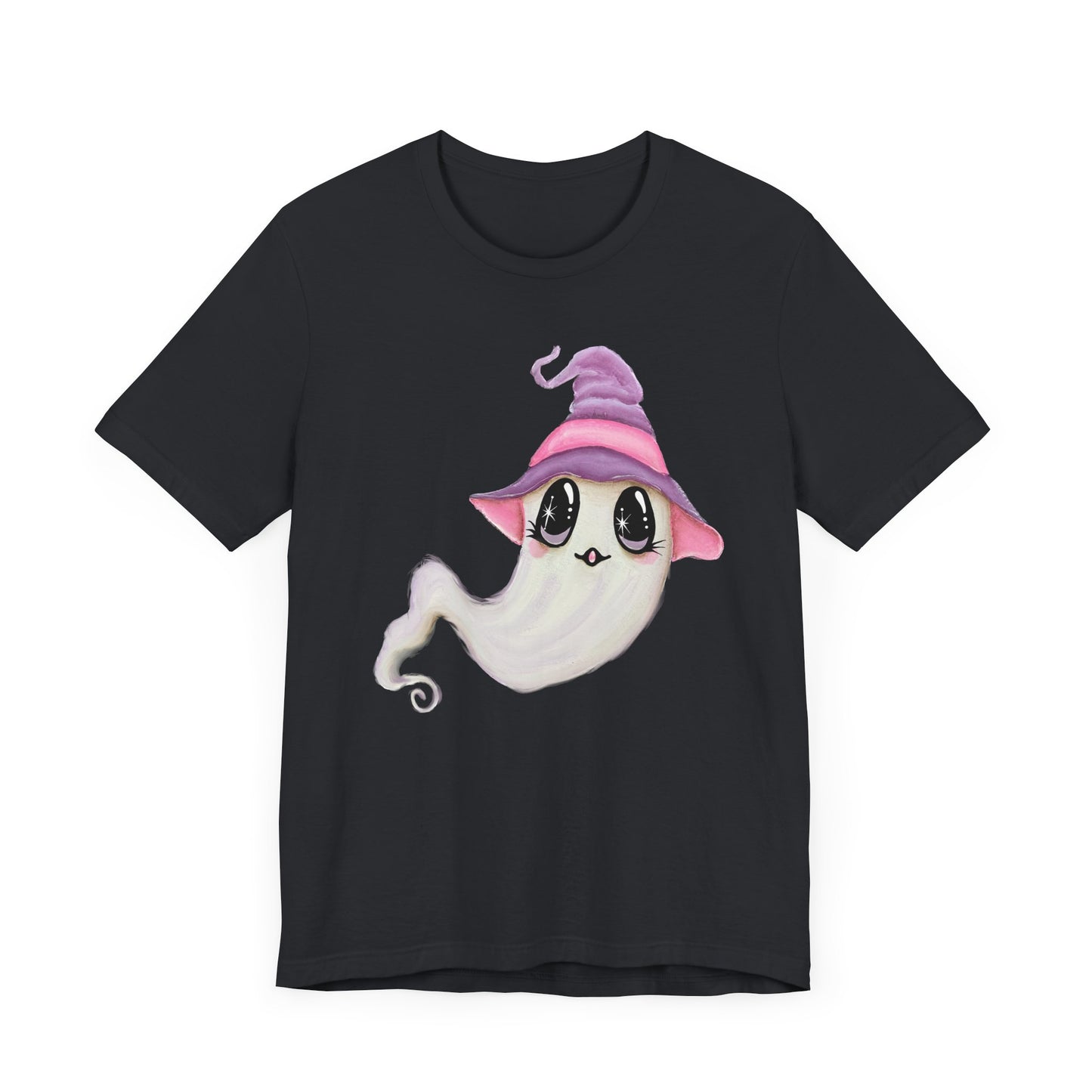 Halloween Ghost Tee Shirt, Cute Ghost in Purple Witch Hat, Fall shirt, Halloween shirt, fall sweater
