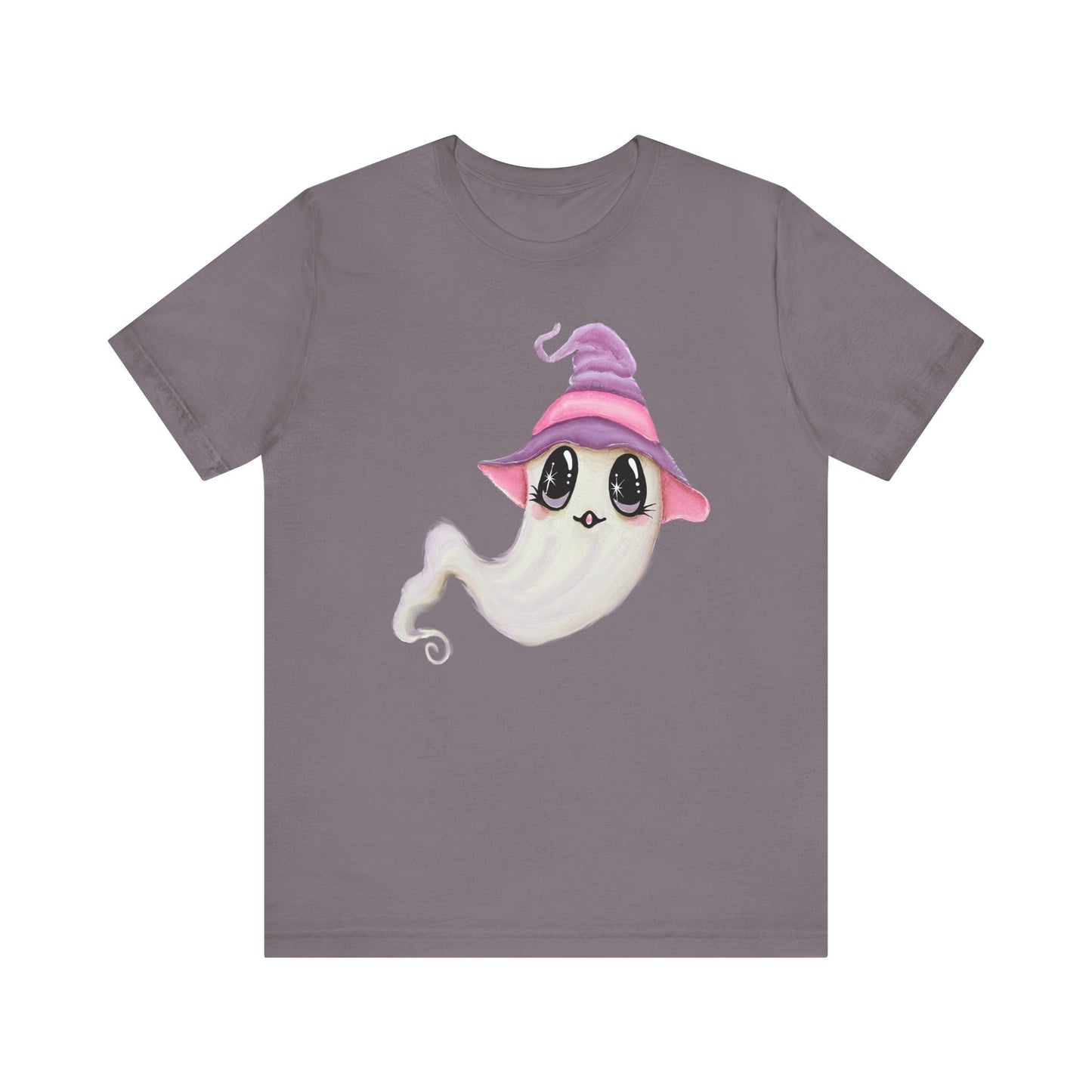 Halloween Ghost Tee Shirt, Cute Ghost in Purple Witch Hat, Fall shirt, Halloween shirt, fall sweater