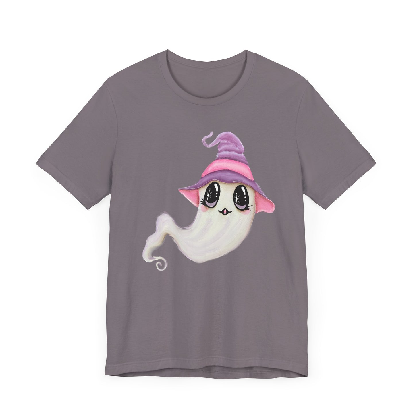 Halloween Ghost Tee Shirt, Cute Ghost in Purple Witch Hat, Fall shirt, Halloween shirt, fall sweater