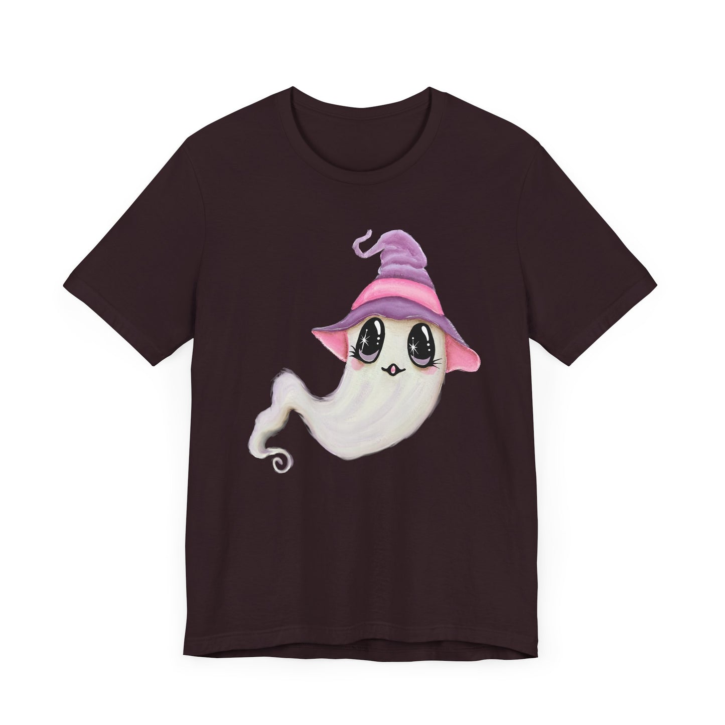 Halloween Ghost Tee Shirt, Cute Ghost in Purple Witch Hat, Fall shirt, Halloween shirt, fall sweater