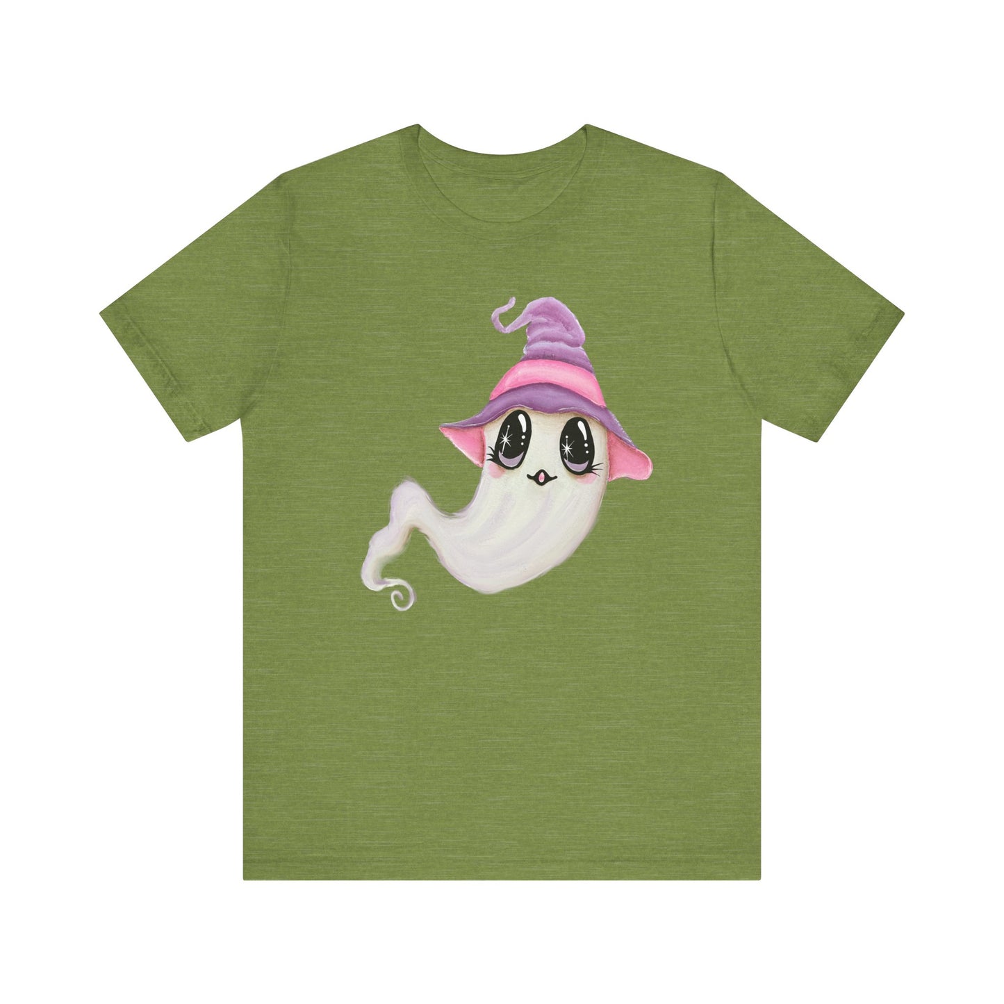 Halloween Ghost Tee Shirt, Cute Ghost in Purple Witch Hat, Fall shirt, Halloween shirt, fall sweater