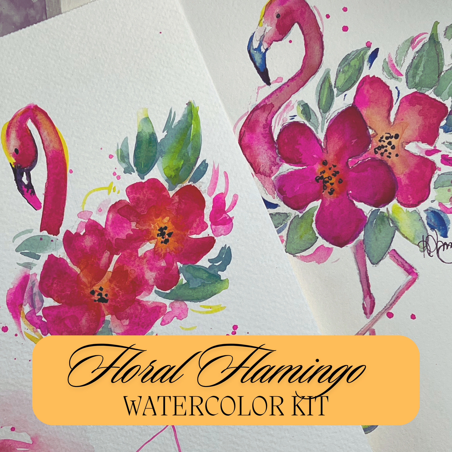Floral Flamingo Watercolor Kit