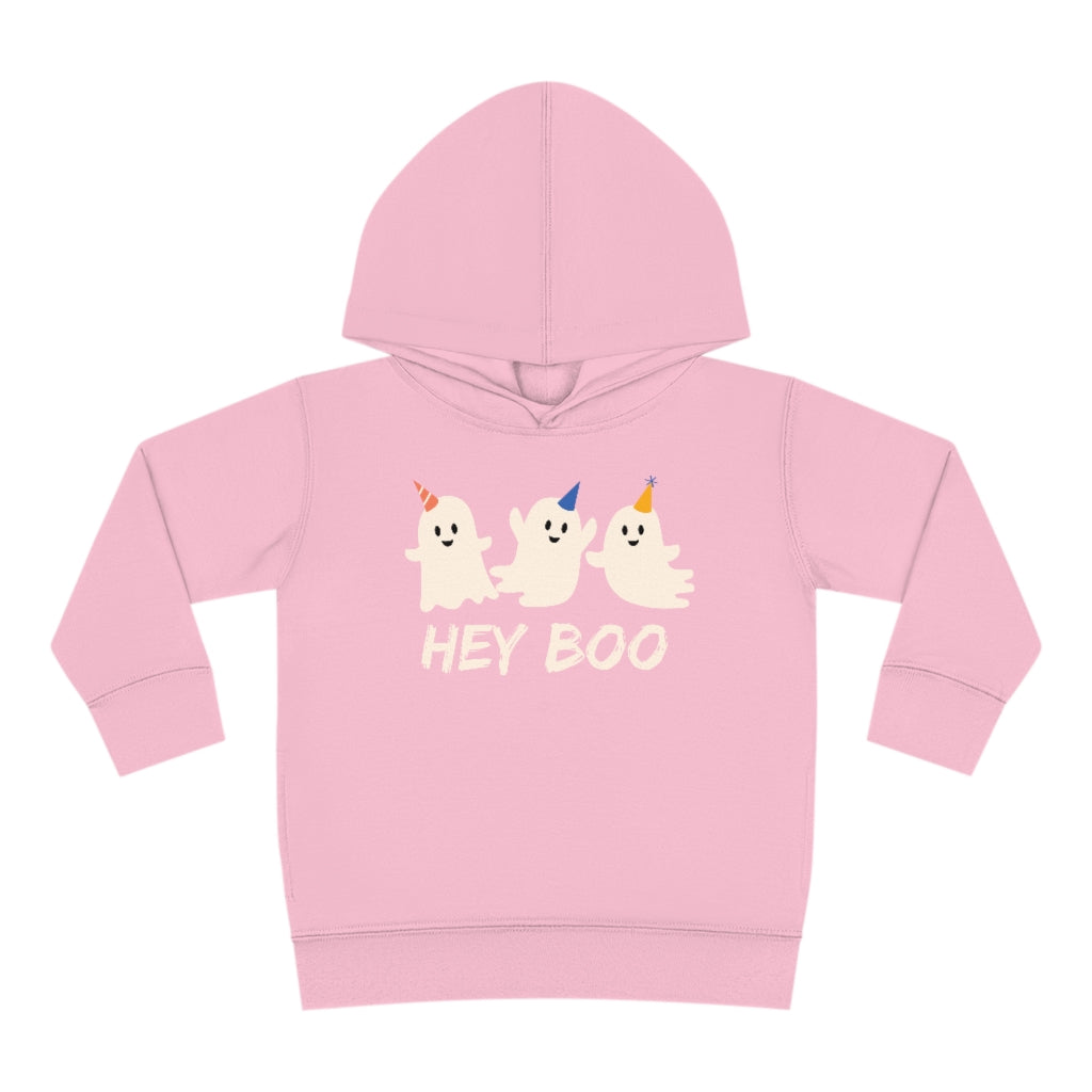 Hey Boo, Halloween Party Ghost Unisex Toddler Pullover Fleece Hoodie