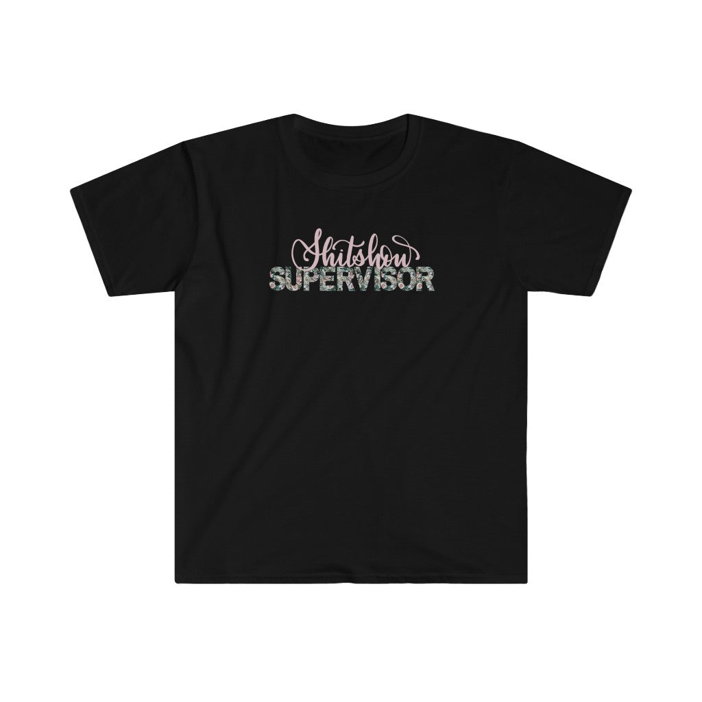 Shitshow Supervisor in pink, floral, cheetah print - Unisex Softstyle T-Shirt