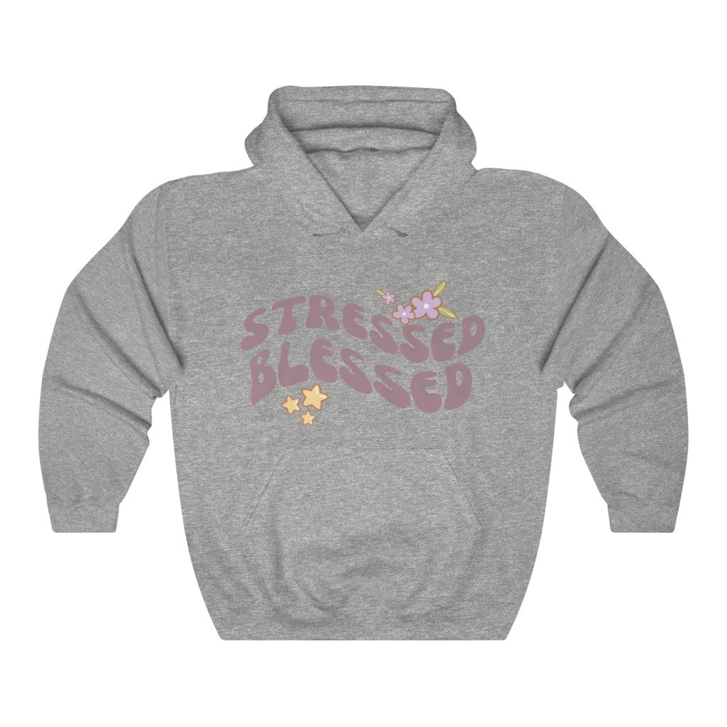 Stressed Blessed Retro Wave Vintage style Hooded Sweatshirt