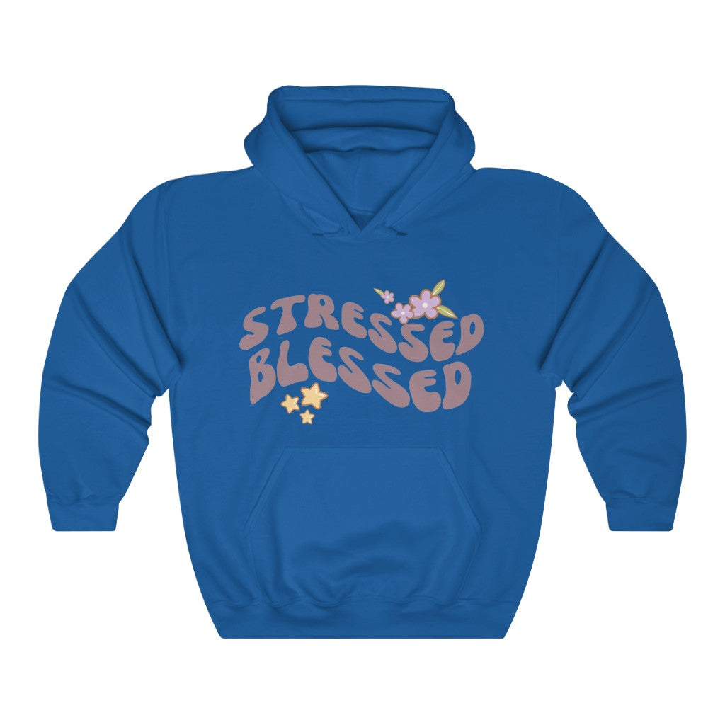 Stressed Blessed Retro Wave Vintage style Hooded Sweatshirt