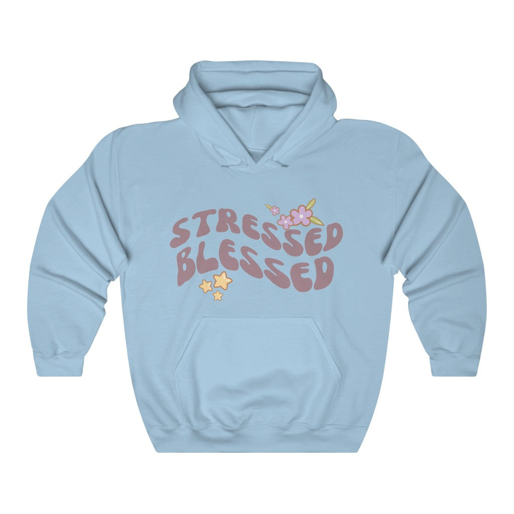 Stressed Blessed Retro Wave Vintage style Hooded Sweatshirt