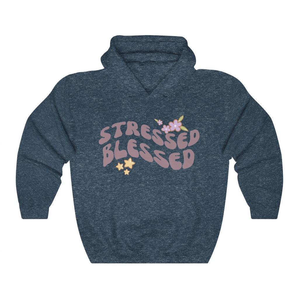 Stressed Blessed Retro Wave Vintage style Hooded Sweatshirt