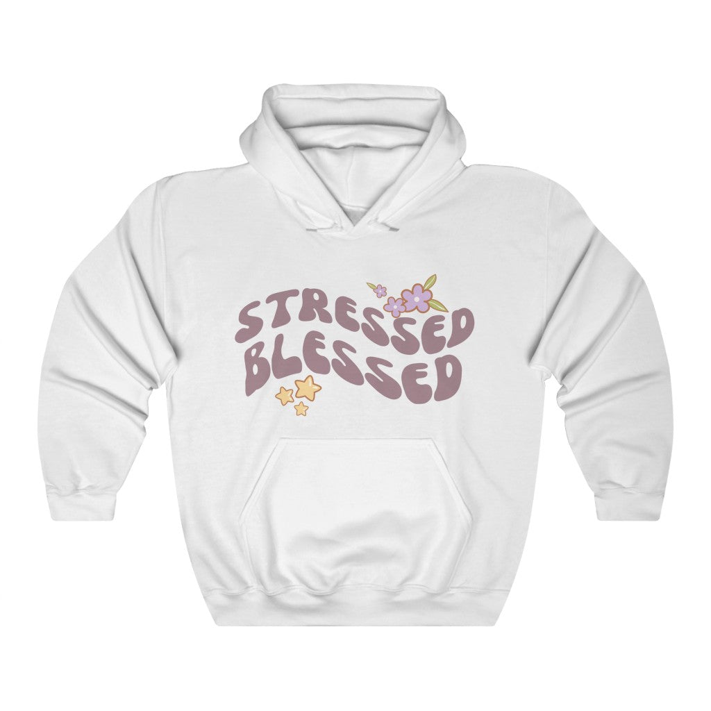 Stressed Blessed Retro Wave Vintage style Hooded Sweatshirt