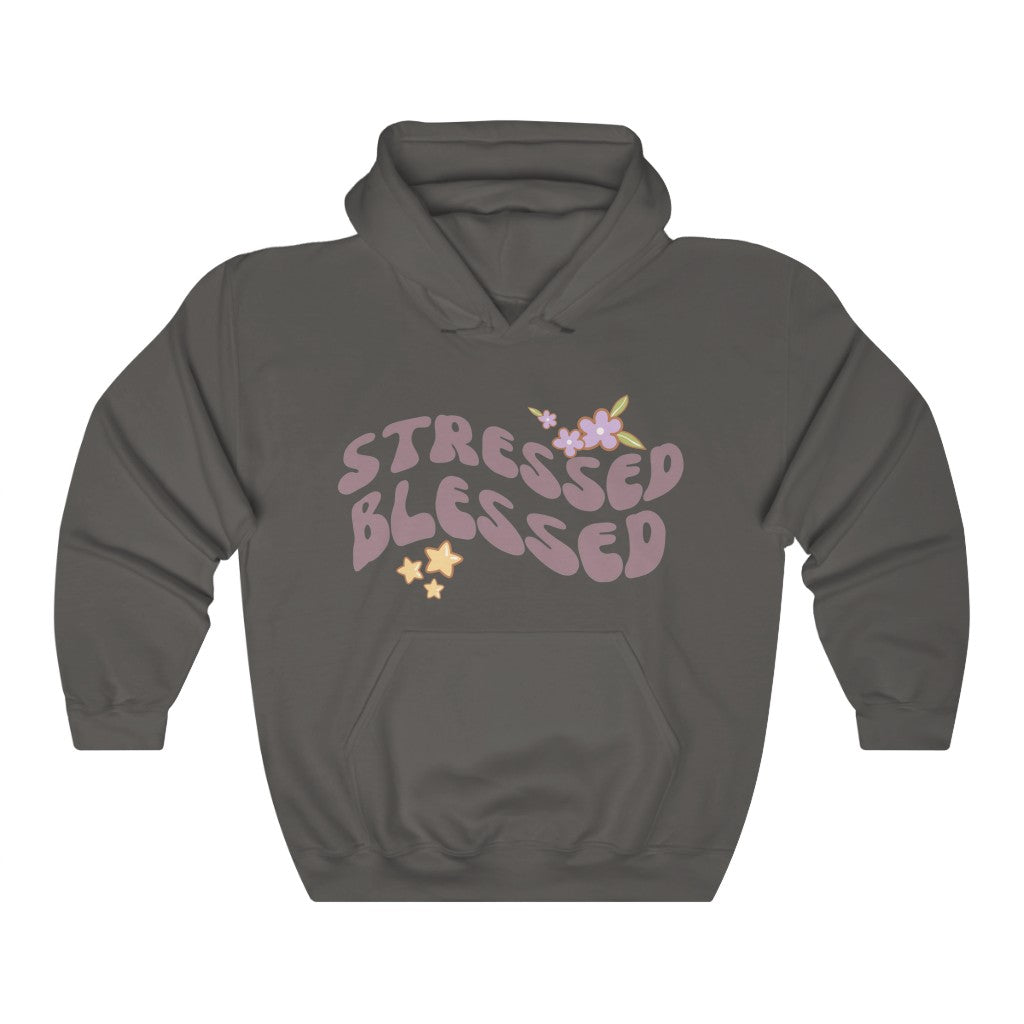 Stressed Blessed Retro Wave Vintage style Hooded Sweatshirt